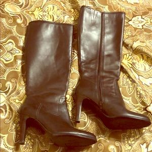RALPH LAUREN LEATHER HIGH HEEL BOOTS